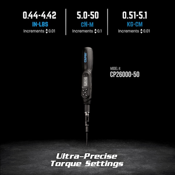 Digital Torque Screwdriver, Dual Direction, 0.44-4.42 in.-lb.